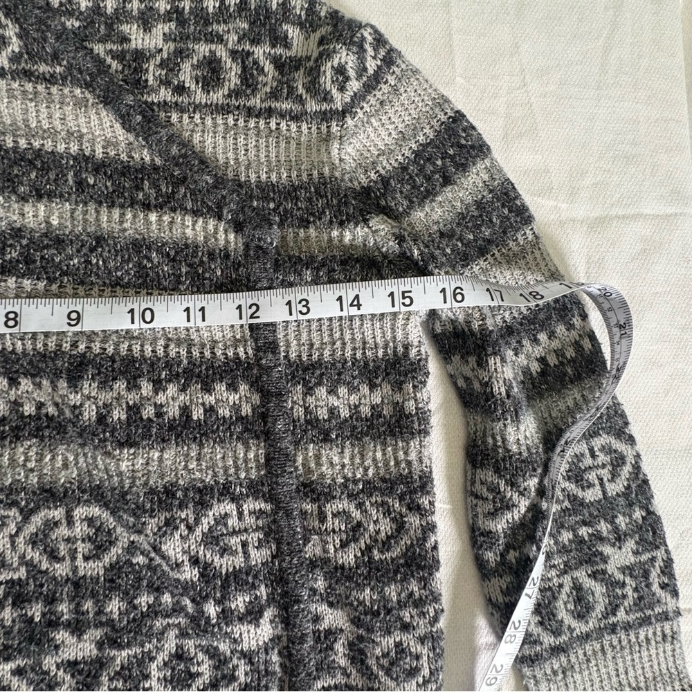 Lucky Brand Tribal Aztec Open Cardigan Gray Long Knit Boho Small - Picture 9 of 9